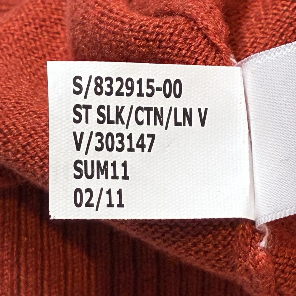 Banana Republic Mens L Rust Silk Linen V-Neck Sweater Quiet Luxury Preppy